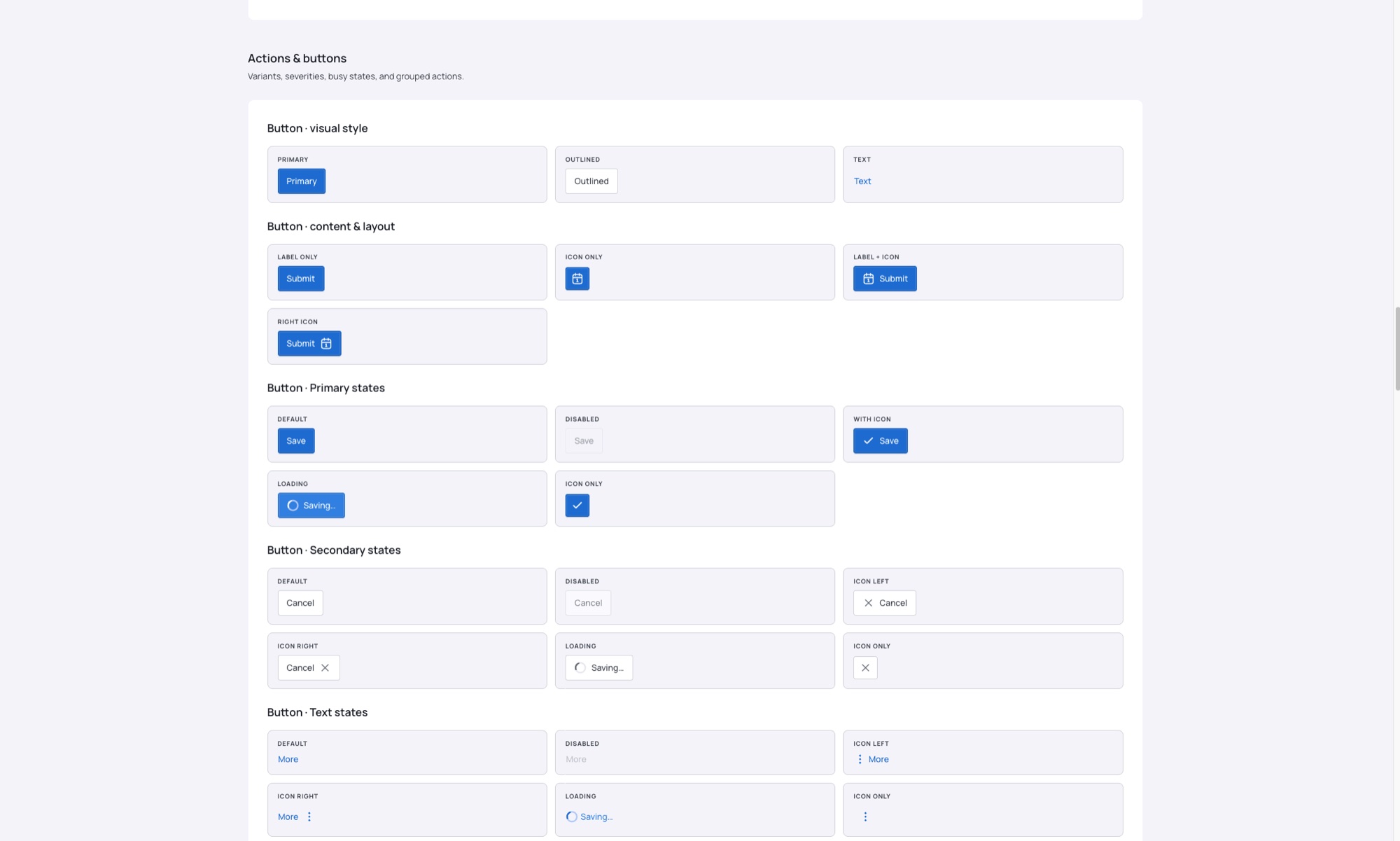 Radix Underwriting design system buttons