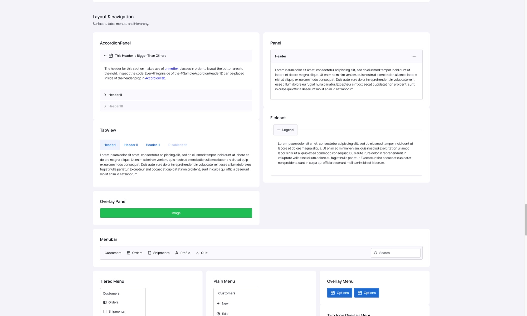 Radix Underwriting design system layout and navigation