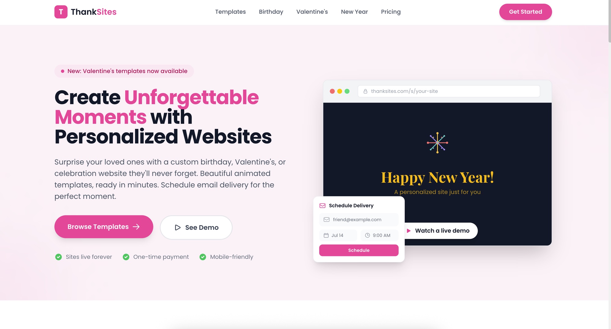ThankSites home page