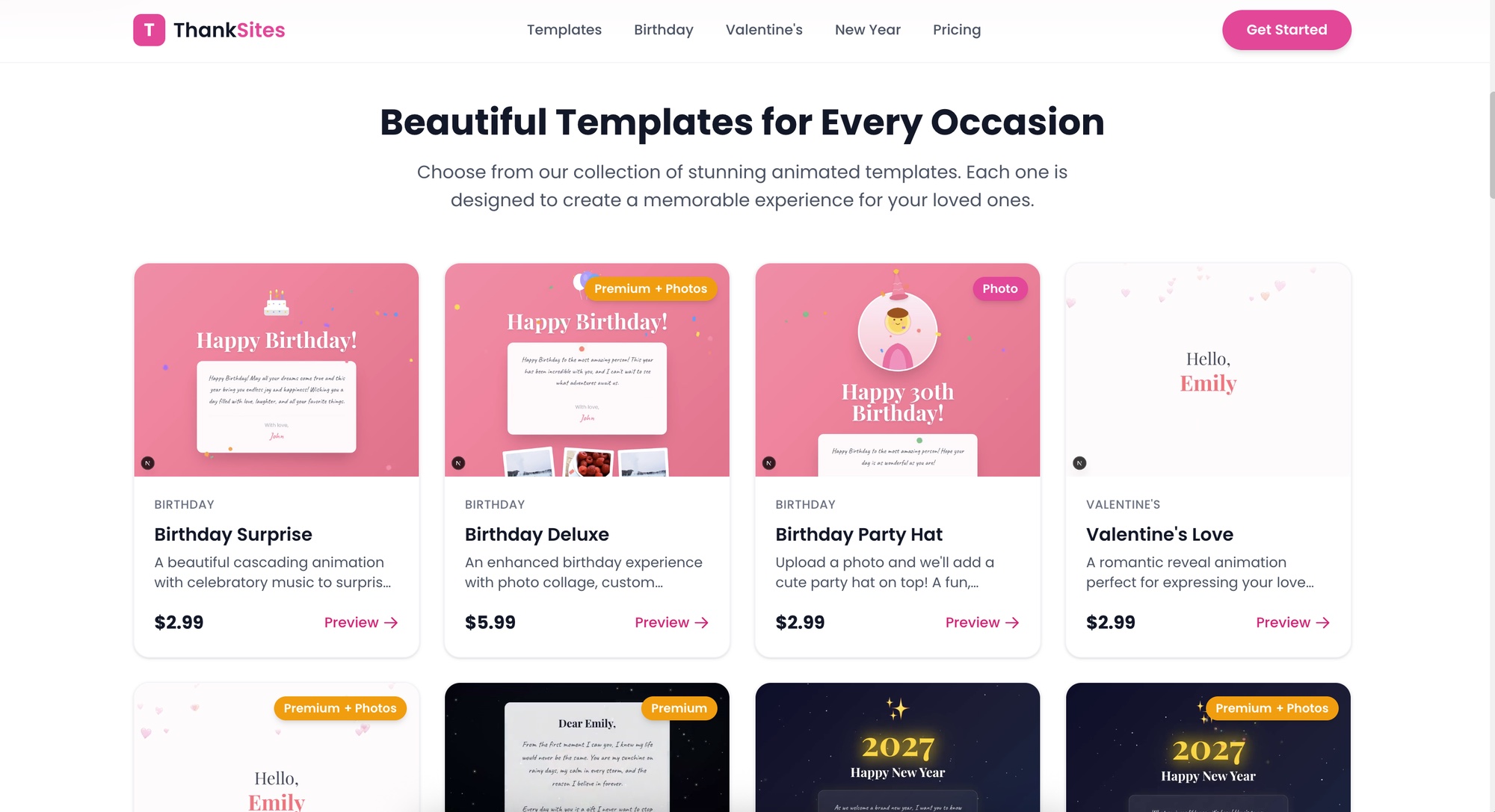 ThankSites templates